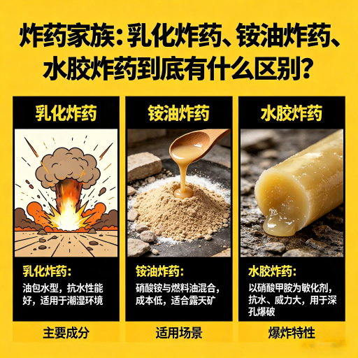 红山街道炸药家族:乳化炸药、铵油炸药、水胶炸药到底有什么区别?